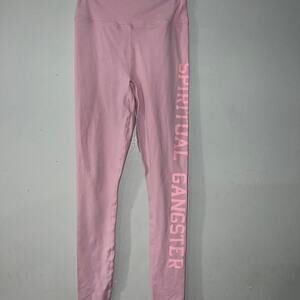 Spiritual Gangster high waisted spell out leggings in pink size small
